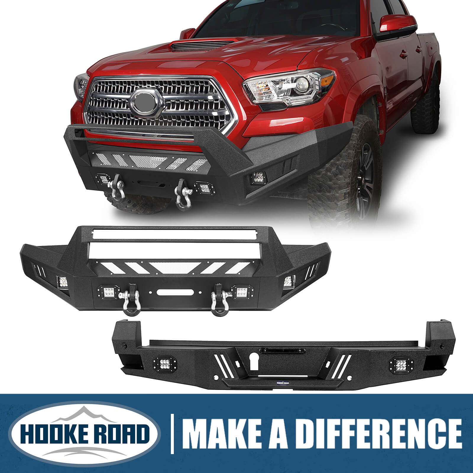 Hookeroad Tacoma Front And Rear Bumpers Combo For 2016 2023 Toyota Tacoma 3rd Gen Hooke Road 4x4 