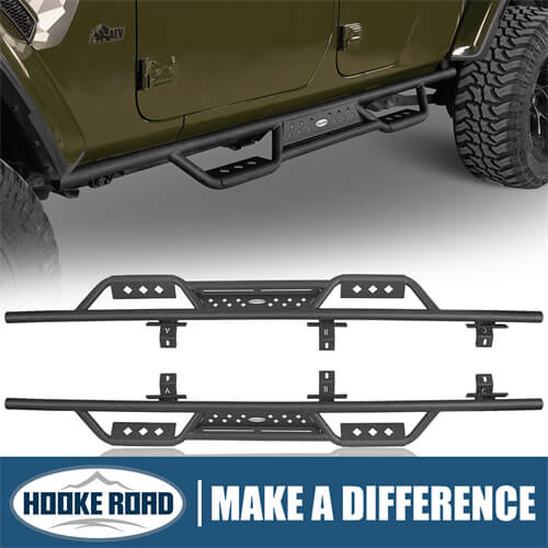 Hooke Road Side Steps Nerf Bars Solid Steel(20-24 Jeep Gladiator JT)