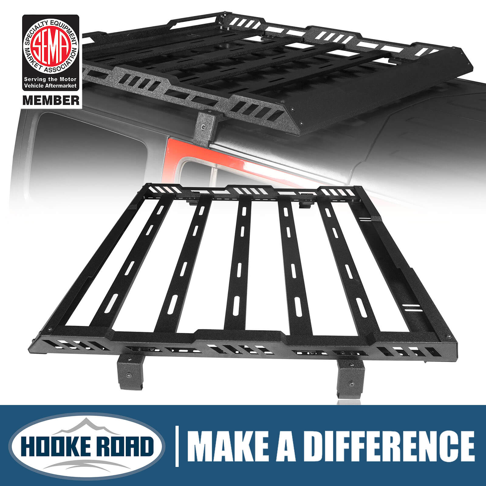 HR Hard Top Roof Rack Cargo for 18-23 Jeep Wrangler JL 4 Door