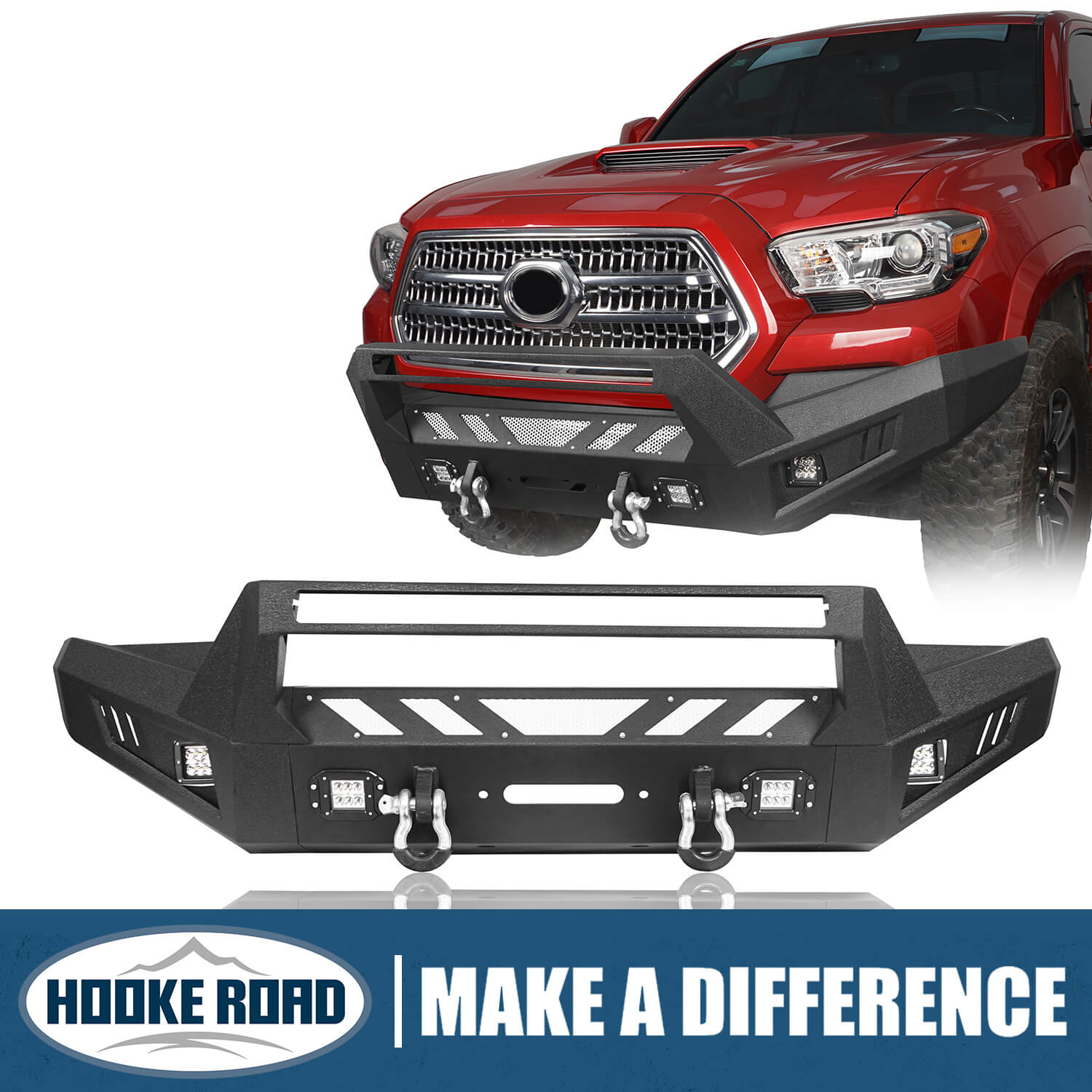 HookeRoad Full-Width Front Bumper with Low-Profile Hoop for 2016