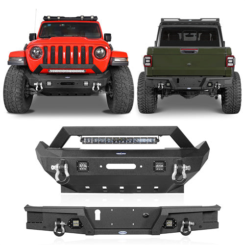 Load image into Gallery viewer, Jeep Gladiator JT Rock Crawler Stubby Front &amp; Rear Bumper (20-24) - HookeRoad b30317003 4
