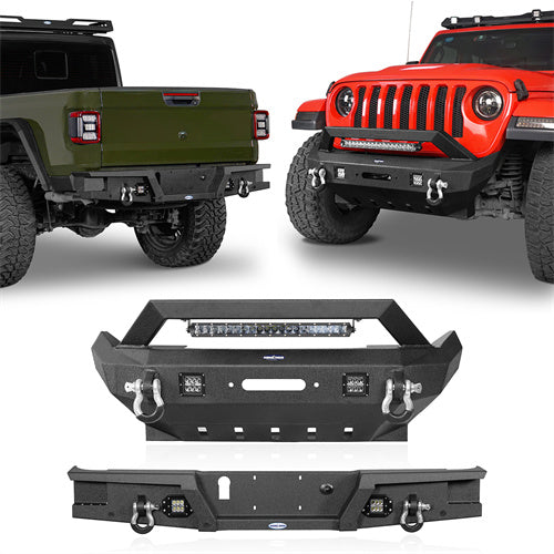 Load image into Gallery viewer, Jeep Gladiator JT Rock Crawler Stubby Front &amp; Rear Bumper (20-24) - HookeRoad b30317003 5
