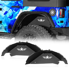 Hooke Road Aluminum Rear Wheel Well Liners Rear Fender Liners for 2007-2018 Jeep Wrangler JK b2118s 1