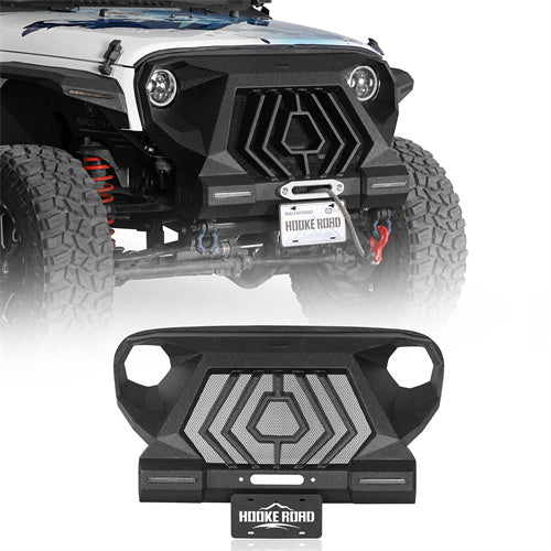 Load image into Gallery viewer, Hooke Road 2007-2018 Jeep JK Grill with Winch Plate and Led Lights b2107bs 1
