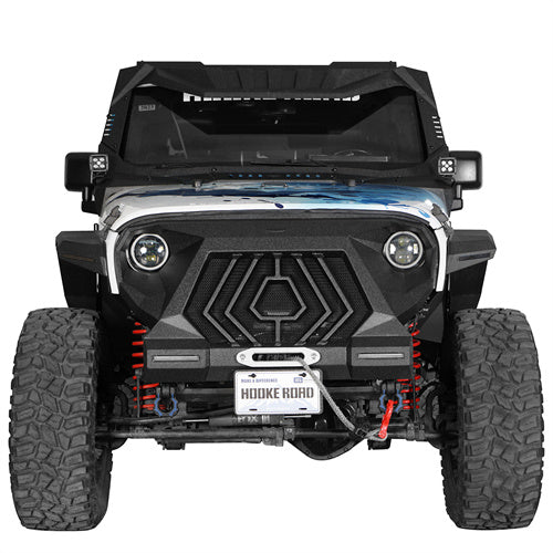 Load image into Gallery viewer, Hooke Road 2007-2018 Jeep JK Grill with Winch Plate and Led Lights b2107bs 2
