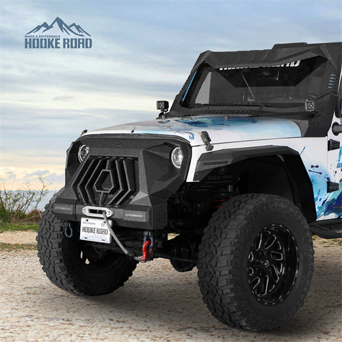 Hooke Road 2007-2018 Jeep JK Grill with Winch Plate and Led Lights b2107bs 4