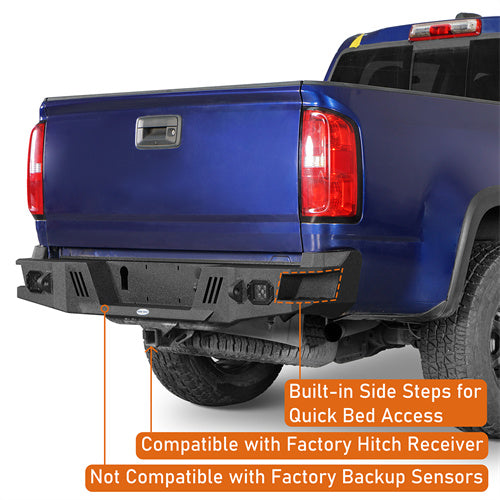 Load image into Gallery viewer, Hooke Road 2015-2022 Chevy Colorado &amp; GMC Canyon Rear Bumper with LED Spotlights, Excluding ZR2 Models b9109s 10
