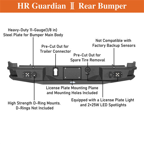 Load image into Gallery viewer, Hooke Road 2015-2022 Chevy Colorado &amp; GMC Canyon Steel Rear Bumper, Excluding ZR2 Models b9110s 13
