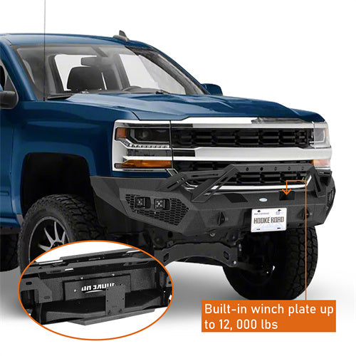 Load image into Gallery viewer, Hooke Road 2016-2018 Chevy Silverado 1500 Front Bumper with Winch Plate &amp; 4 × LED Lights b9038ab 10
