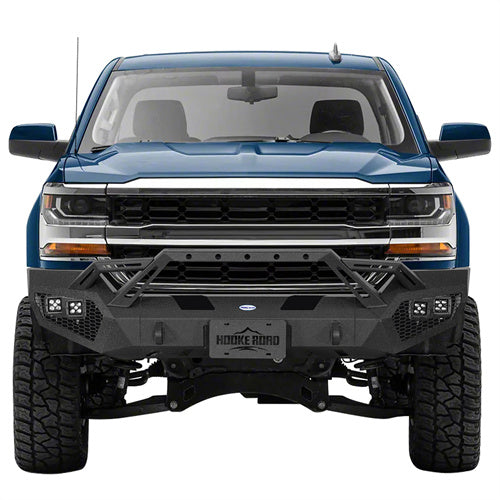 Load image into Gallery viewer, Hooke Road 2016-2018 Chevy Silverado 1500 Front Bumper with Winch Plate &amp; 4 × LED Lights b9038ab 2
