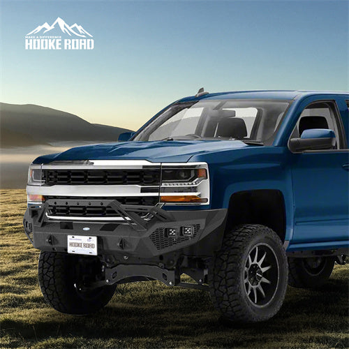 Load image into Gallery viewer, Hooke Road 2016-2018 Chevy Silverado 1500 Front Bumper with Winch Plate &amp; 4 × LED Lights b9038ab 4
