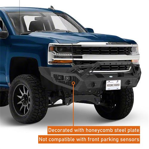 Load image into Gallery viewer, Hooke Road 2016-2018 Chevy Silverado 1500 Front Bumper with Winch Plate &amp; 4 × LED Lights b9038ab 8
