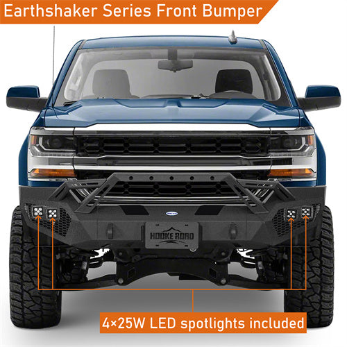 Load image into Gallery viewer, Hooke Road 2016-2018 Chevy Silverado 1500 Front Bumper with Winch Plate &amp; 4 × LED Lights b9038ab 9
