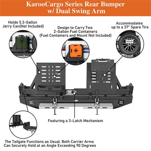 Load image into Gallery viewer, Hooke Road 4Runner Rear Bumper with Tire Carrier &amp; Jerry Can Holder for 2010-2024 Toyota 4Runner b9811ab 12
