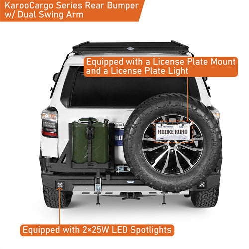 Load image into Gallery viewer, Hooke Road 4Runner Rear Bumper with Tire Carrier &amp; Jerry Can Holder for 2010-2024 Toyota 4Runner b9811ab 7
