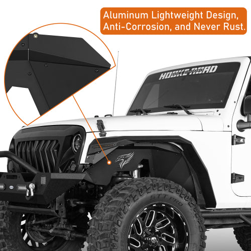 Hooke Road Aftermarket Aluminum Front Inner Fender Liners for 2007-2018 Jeep Wrangler JK b2119s 10