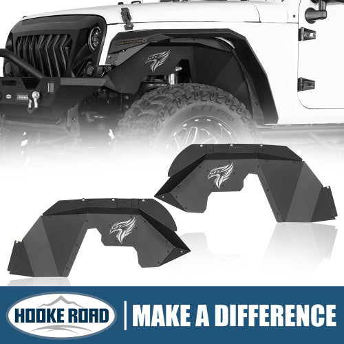 Load image into Gallery viewer, Hooke Road Aftermarket Aluminum Front Inner Fender Liners for 2007-2018 Jeep Wrangler JK b2119s 12
