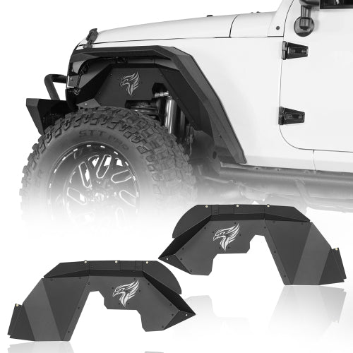 Load image into Gallery viewer, Hooke Road Aftermarket Aluminum Front Inner Fender Liners for 2007-2018 Jeep Wrangler JK b2119s 1
