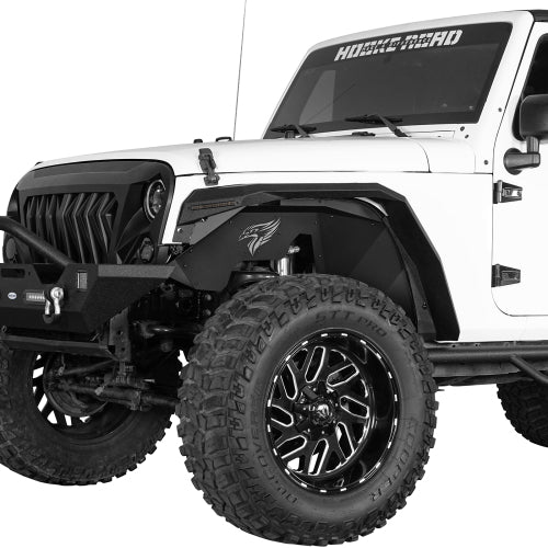 Hooke Road Aftermarket Aluminum Front Inner Fender Liners for 2007-2018 Jeep Wrangler JK b2119s 2