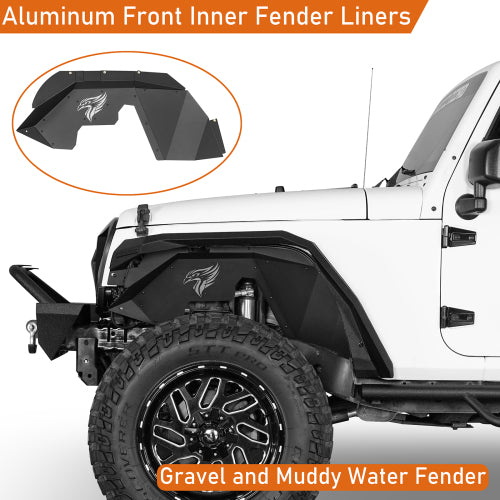 Hooke Road Aftermarket Aluminum Front Inner Fender Liners for 2007-2018 Jeep Wrangler JK b2119s 8