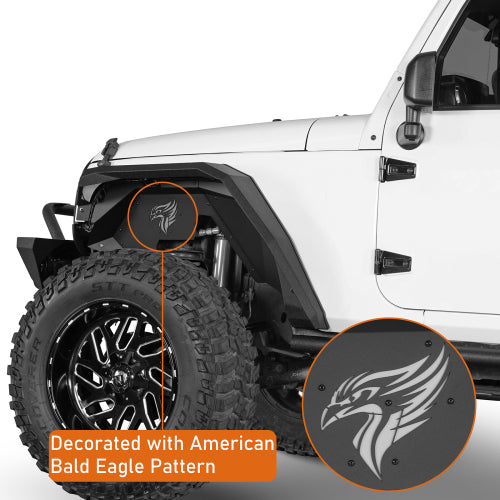 Hooke Road Aftermarket Aluminum Front Inner Fender Liners for 2007-2018 Jeep Wrangler JK b2119s 9