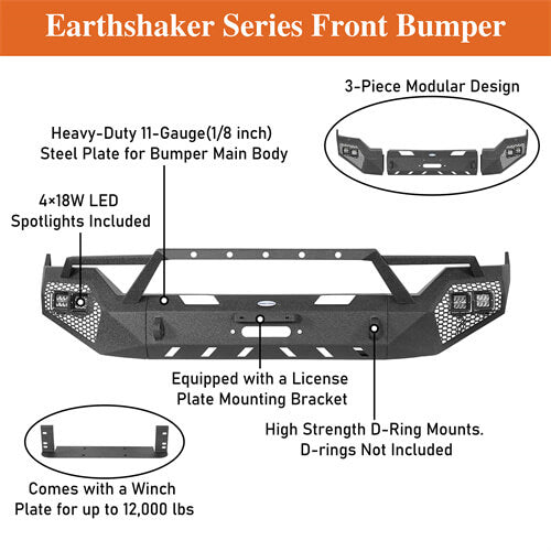 2013-2018 Ram 1500 Aftermarket Front Bumper 4x4 Truck Parts - Hooke Road b6020s 15