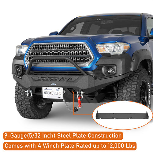 Load image into Gallery viewer, Hooke Road Aftermarket Front Bumper with Winch Plate &amp; LED Light Bar for 2016-2023 Toyota Tacoma 3rd Gen b4220s 11
