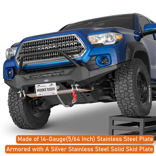 Load image into Gallery viewer, Hooke Road Aftermarket Front Bumper with Winch Plate &amp; LED Light Bar for 2016-2023 Toyota Tacoma 3rd Gen b4220s 12
