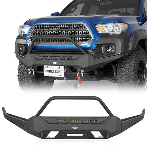 Load image into Gallery viewer, Hooke Road Aftermarket Front Bumper with Winch Plate &amp; LED Light Bar for 2016-2023 Toyota Tacoma 3rd Gen b4220s 1
