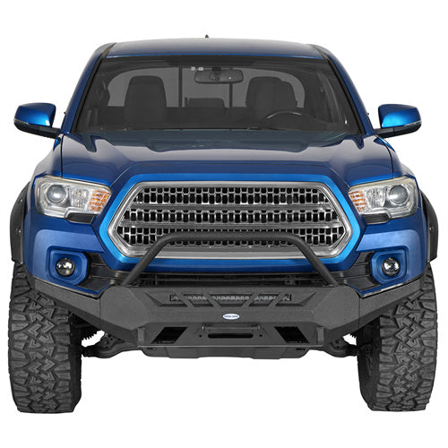 Load image into Gallery viewer, Hooke Road Aftermarket Front Bumper with Winch Plate &amp; LED Light Bar for 2016-2023 Toyota Tacoma 3rd Gen b4220s 2
