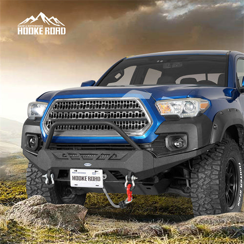 Load image into Gallery viewer, Hooke Road Aftermarket Front Bumper with Winch Plate &amp; LED Light Bar for 2016-2023 Toyota Tacoma 3rd Gen b4220s 4
