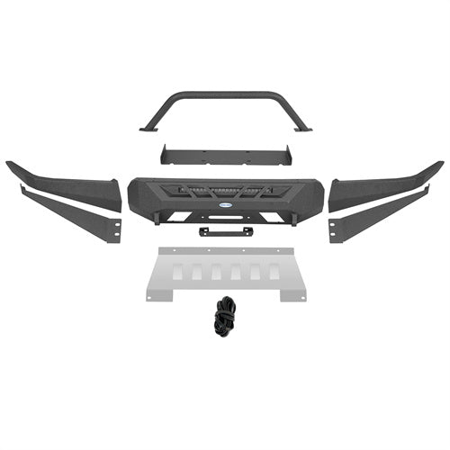 Hooke Road Aftermarket Front Bumper with Winch Plate & LED Light Bar for 2016-2023 Toyota Tacoma 3rd Gen b4220s 9