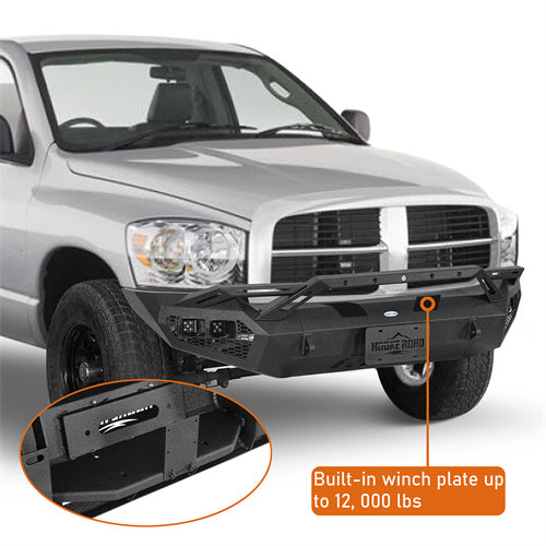 Load image into Gallery viewer, Hooke Road Aftermarket Front Bumper w/ Winch Plate &amp; 4 × LED Lights for 2006-2008 Ram 1500 b6506ab 11
