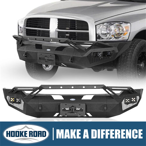 Load image into Gallery viewer, Hooke Road Aftermarket Front Bumper w/ Winch Plate &amp; 4 × LED Lights for 2006-2008 Ram 1500 b6506ab 13
