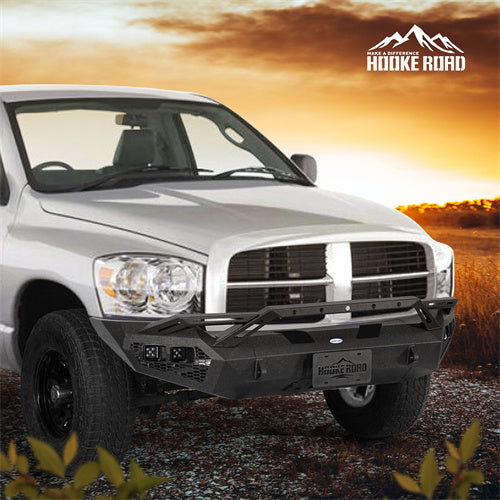 Load image into Gallery viewer, Hooke Road Aftermarket Front Bumper w/ Winch Plate &amp; 4 × LED Lights for 2006-2008 Ram 1500 b6506ab 4
