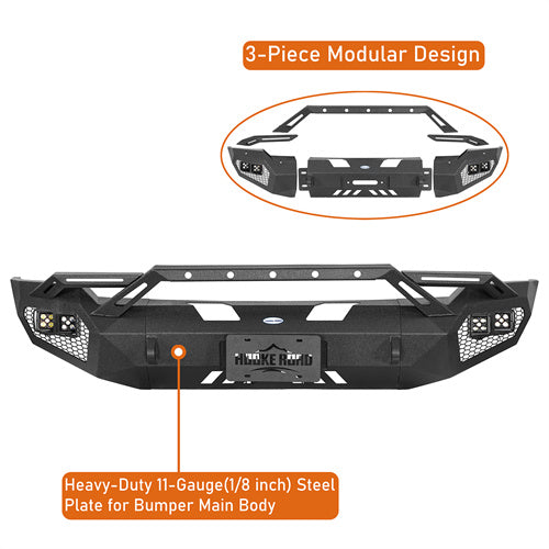 Load image into Gallery viewer, Hooke Road Aftermarket Front Bumper w/ Winch Plate &amp; 4 × LED Lights for 2006-2008 Ram 1500 b6506ab 7
