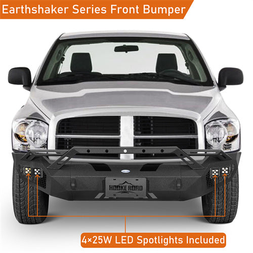 Load image into Gallery viewer, Hooke Road Aftermarket Front Bumper w/ Winch Plate &amp; 4 × LED Lights for 2006-2008 Ram 1500 b6506ab 8
