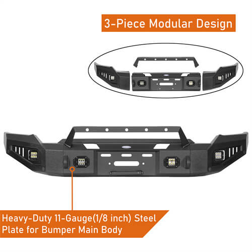 Aftermarket Full-Width GMC Sierra Front Bumper Pickup Truck Parts For 2020-2023 GMC Sierra 2500HD/3500HD - Hooke Road b9205 11