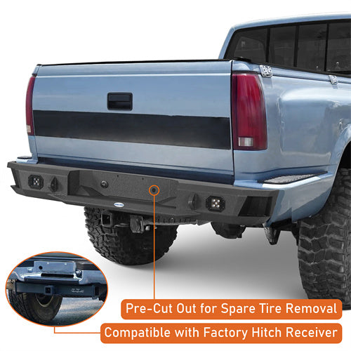 Hooke Road Aftermarket Rear Bumper for 1988-1998 Chevy Silverado 1500/2500 & GMC Sierra 1500/2500 b9301 11