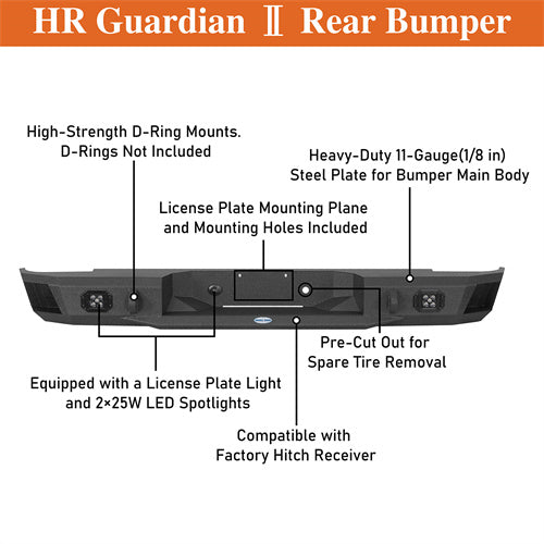 Hooke Road Aftermarket Rear Bumper for 1988-1998 Chevy Silverado 1500/2500 & GMC Sierra 1500/2500 b9301 13