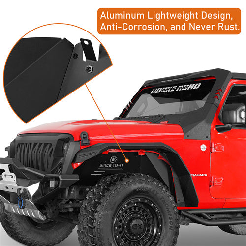 Load image into Gallery viewer, Hooke Road Aluminum Front Inner Fender Liners for 2018-2024 Jeep Wrangler JL &amp; 2020-2024 Gladiator JT b3075s 10
