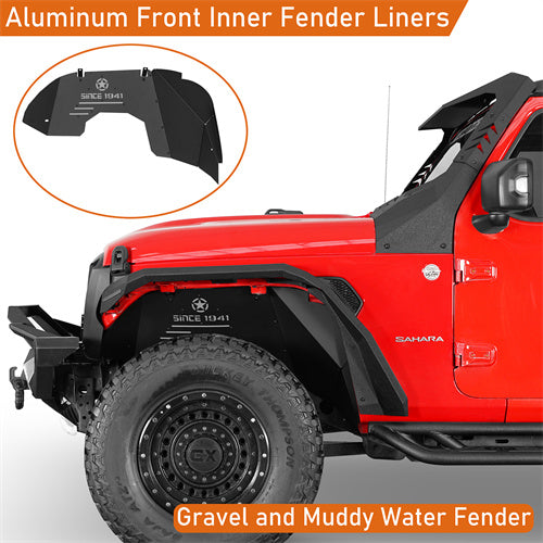 Load image into Gallery viewer, Hooke Road Aluminum Front Inner Fender Liners for 2018-2024 Jeep Wrangler JL &amp; 2020-2024 Gladiator JT b3075s 8
