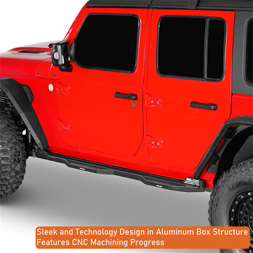 Hooke Road Aluminum Side Steps Running Boards for 2018-2024 Jeep Wrangler JL 4-Door b3078s 13