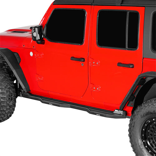 Hooke Road Aluminum Side Steps Running Boards for 2018-2024 Jeep Wrangler JL 4-Door b3078s 2