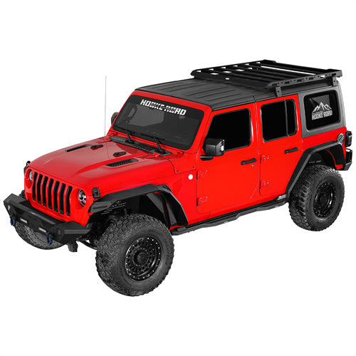 Hooke Road Aluminum Side Steps Running Boards for 2018-2024 Jeep Wrangler JL 4-Door b3078s 3