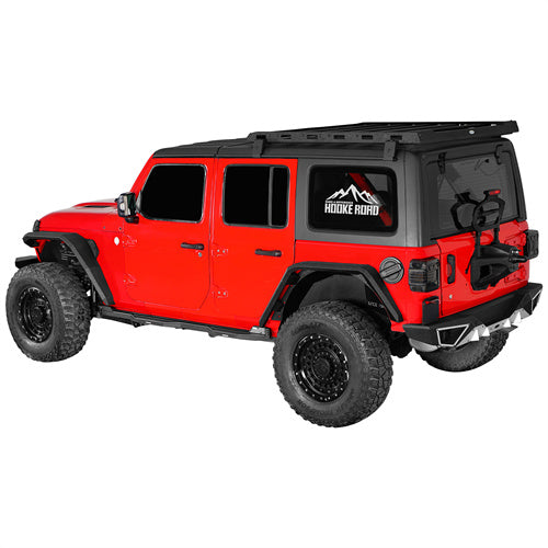 Hooke Road Aluminum Side Steps Running Boards for 2018-2024 Jeep Wrangler JL 4-Door b3078s 4