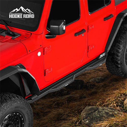 Hooke Road Aluminum Side Steps Running Boards for 2018-2024 Jeep Wrangler JL 4-Door b3078s 5