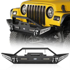 HookeRoad Jeep TJ BLADE Front Bumper w/Winch Plate for 1987-2006 Jeep Wrangler YJ TJ b1011s 2