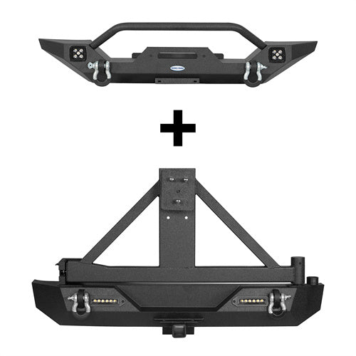 Load image into Gallery viewer, HookeRoad Different Trail Front Bumper &amp; Rear Bumper Combo for 1997-2006 Jeep Wrangler TJ b10101012s 5
