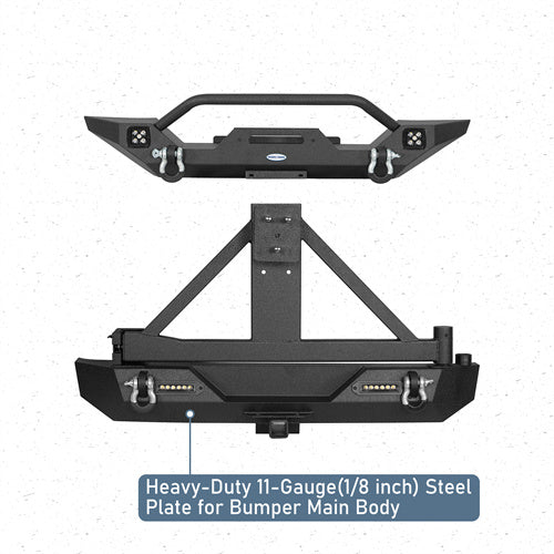 Load image into Gallery viewer, HookeRoad Different Trail Front Bumper &amp; Rear Bumper Combo for 1997-2006 Jeep Wrangler TJ b10101012s 7
